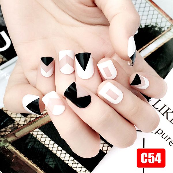 

24pcs/set fake nails tips square type wedding brides nail art tips decor ---ms, Black