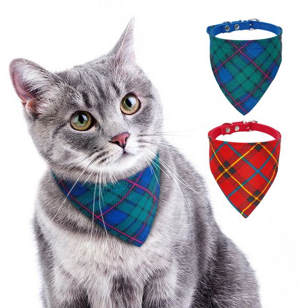 

dog cat bandana collar plaid pet accessories puppy sheltie scarf neckerchief collars adjustable for small dogs cats kitten chihuahua tie