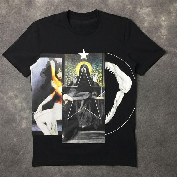 

luxury mens t shirt pentagram virgin printed summer short sleeves men women designer t shirt casual cotton tee, White;black