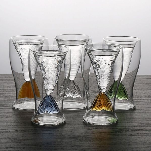 

creative 80ml mermaid cocktail glass cup 100ml wine double wall glasses funny whiskey vodka sglass cute lady beer mug