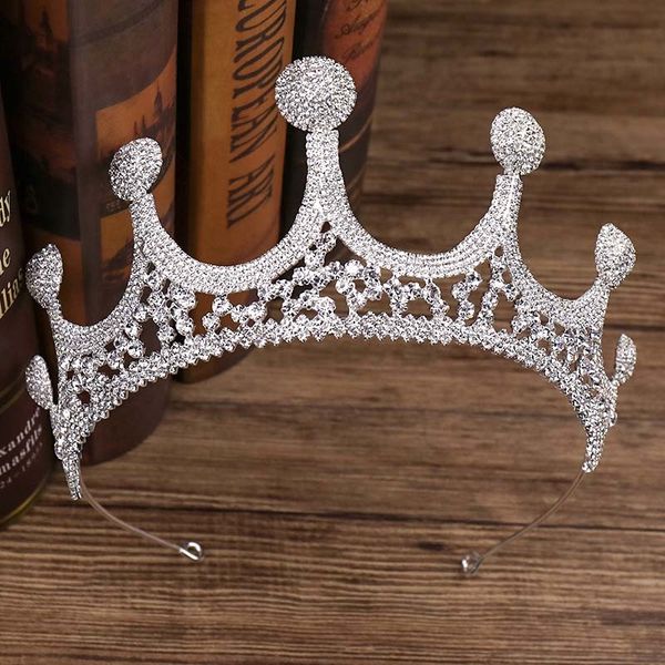 

luxurious silver rhinestone big bridal diadem hair jewelry crystal bride crown and tiara headdress wedding hair accessories jl, Golden;white