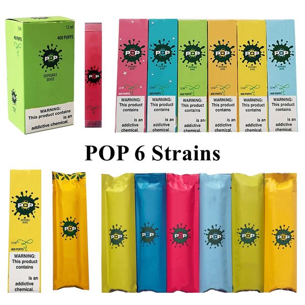 

POP Vape Pen Kit Одноразовая Pod 400 затяжек Атомайзер 1,2 мл Полностью заряжена 280mAh Аккумулятор Портативный Pop Бобы Пустой Ecig Vs Puff Bar