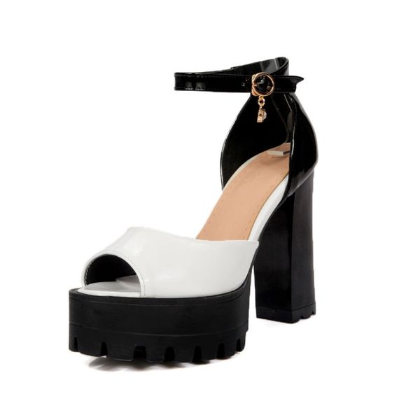 

oversized fashion color matching high heels sandals high heels sandals women shoes woman summer ladies, Black