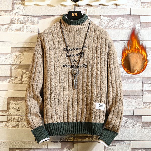 

кашемир флис свитер мужчин 2019 зимы джерси перемычка robe пуловеры мужчины о-шеи трикотажные свитера, White;black