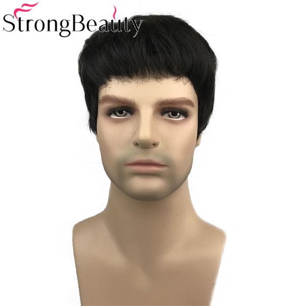 2019 Short Men Wigs Straight Hair Black Mens Wig Synthetic Heat