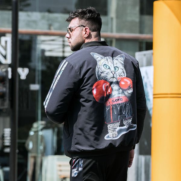 

new large size jacket men's plus fat boxing cat, Black;brown