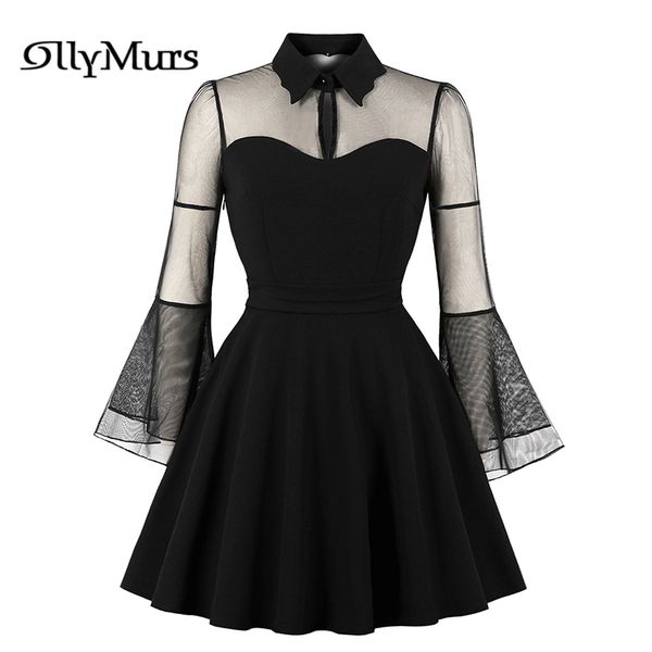 

party dresses fashion little black women dress lr927 long flare sleeve prom plus size patchwork tulle a line vestidos de fiesta, White;black