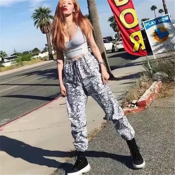 

kim hyun a celebrity style women fashion loose snake pattern harem pants trousers hyuna sport casual pant elastic band female, Black;white