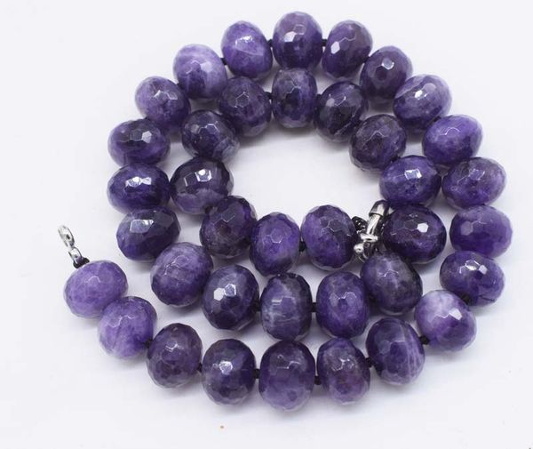 

amethyst roundel faceted 10*14mm /12mm necklace 18inch wholesale beads nature fppj woman 2017, Silver