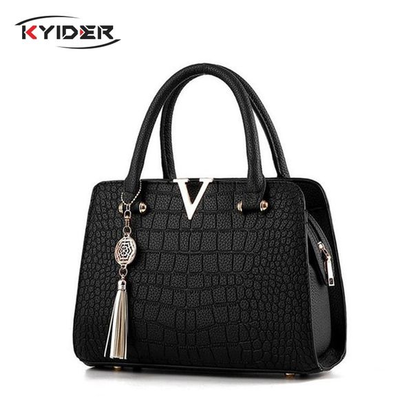 

женщина мода крокодиловой кожи v письмо сумки конструктора класс люкс качество леди плечо crossbody сумка бахрома сумка