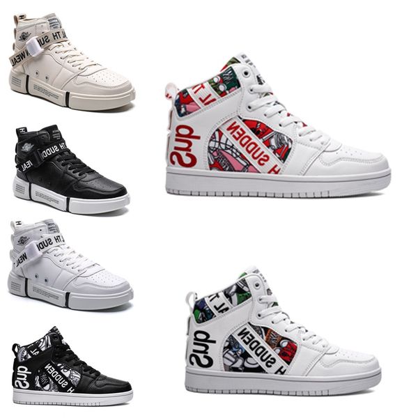 

ship non-brand men 1 utility classic black white women casual shoes skateboarding high trainers sports sneakers 36-44 style #203, White;red