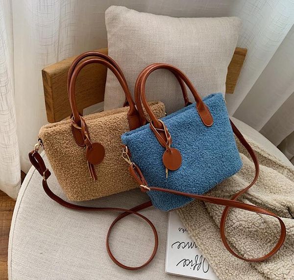 

дизайнер женщины одно плечо сумка роскошный большой емкости сумки осень зима леди плюшевые сумки мода soft dark zip / 6