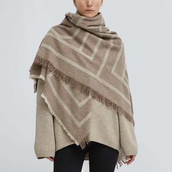 

2019 autumn winter scarf women shawl geometric scarves thick warm imitation cashmere shawls fashion streetwear, Blue;gray
