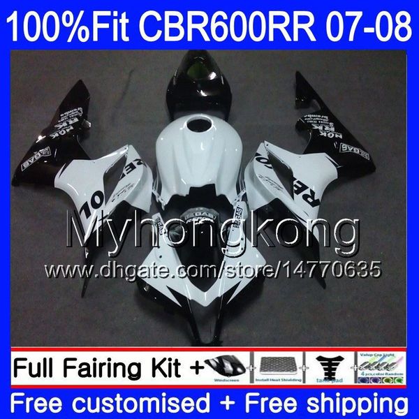 HONDA CBR 600RR 600F5 CBR 600 RR F5 07 08 283HM.0 için enjeksiyon kiti Beyaz Siyah CBR600F5 CBR600RR 07 08 CBR600 RR 2007 2008 Kaplamalar