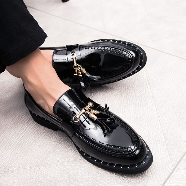 

italy fashion design men loafers shoes breathable summer men leather shoes outdoor mens casual flat loafers party wedding, Black