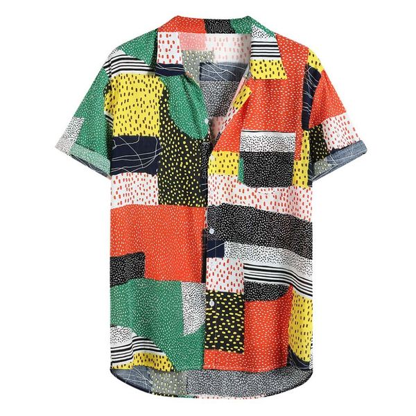 

2019 men's colorful t-shirt chest pocket lapel plus size shirt men short sleeve summer casual comfortable t-shirt luxury 40j5, Black;red