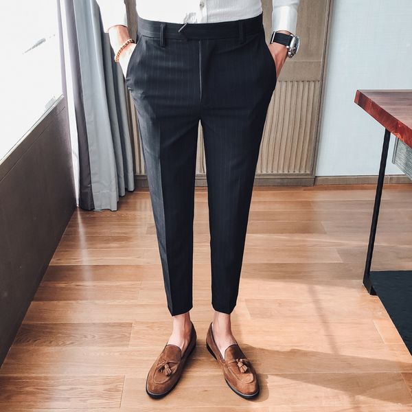 

2019 нашивки брюки мужчины одевают брюки streetwear повседневный бизнес stretch костюм корея ночной клуб партийных людей sweatpants плюс раз, Black