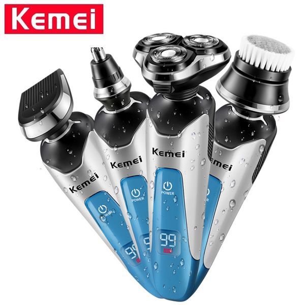 

kemei km-5390 4 in1 washable electric shaver men shaving machine grooming kit face cleanser nose beard hair trimmer shaver razor