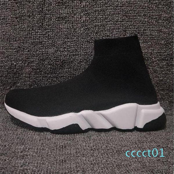 

new paris speed trainers knit sock shoe original luxury designer mens womens sneakers high casual shoes ct1, Black