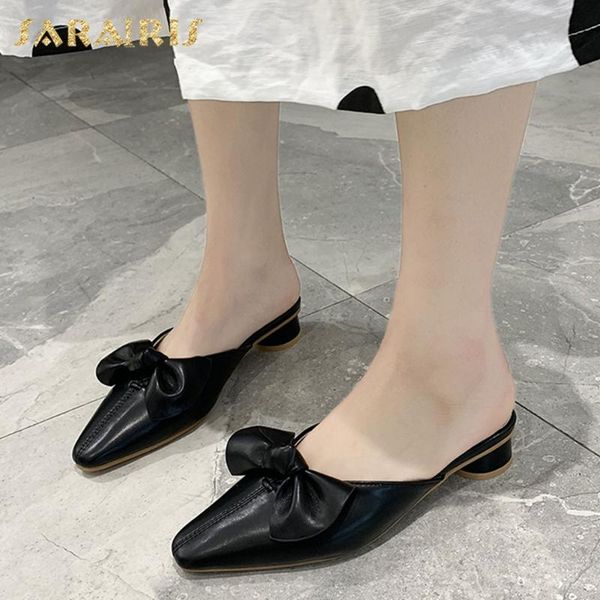 

sarairis new arrivals bowtie concise pumps mules shoes woman slip on chunky heels elegant dropship pumps women shoes, Black