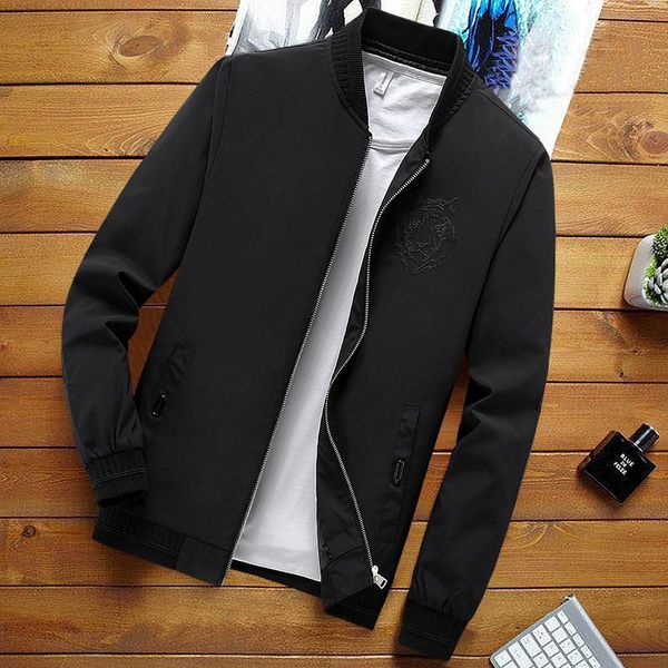 

2019 new jacket men fashion casual wild tiger embroide mens jacket sportswear mens jackets men and coats plus size m- 4xl, Black;brown