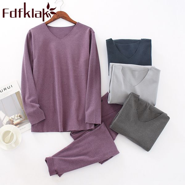 

men's sleepwear fdfklak sleeping clothes for men pajama spring autumn long sleeve 2 pieces pyjama pijamas plus size l xl xxl 3xl, Black;brown