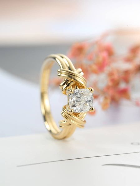 

14k single diamond finger interweave decorative pattern point diamond ring finger woman, Silver