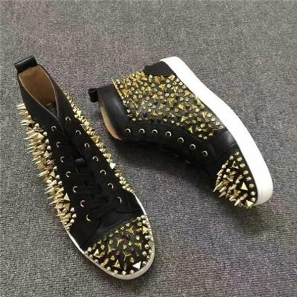 

роскошные шпильки red bottom pik high top белый натуральная кожа pik pik шипы тапки обувь женщины, мужчины лучшие качества повседневная обув, Black