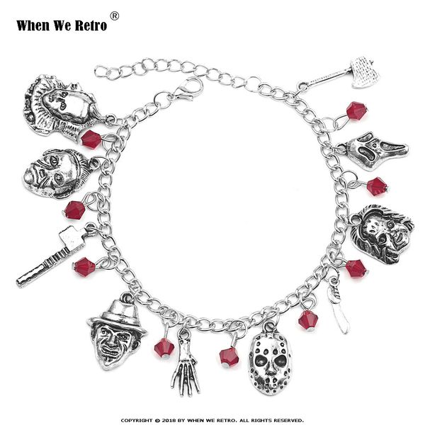 

when we retro fashion haloween jewelry horror qy0532 charm bracelet women and men halloween gift dropshipping 2019, Golden;silver