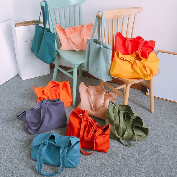 

loslandifen candy color canvas handbags women casual totes large capacity travel shoulder bag environmental shopping handbag