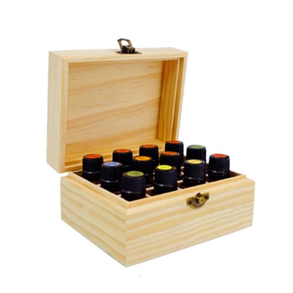 

wood 12 compartment essential oil storage box portable 15ml bottle display case travel perfume carrying container