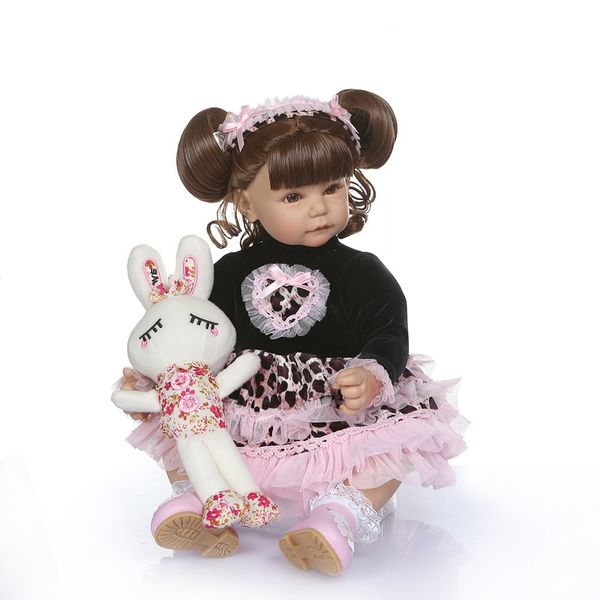 

new 50cm long curly hair princess toddler girl doll soft silicone bebe doll realistic reborn toys for children brinquedos baby