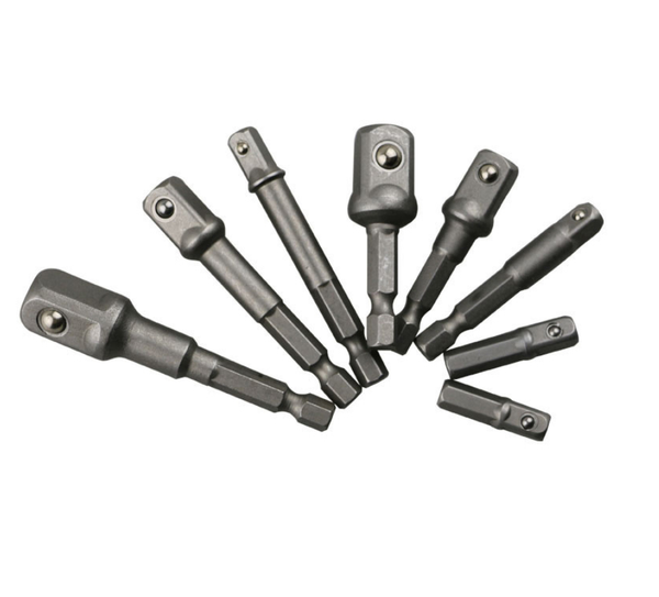 

8 pieces socket adapte bits set hex drill nut driver power shank 1/4" 3/8" 1/2" connecting rod head extension drill bits tool