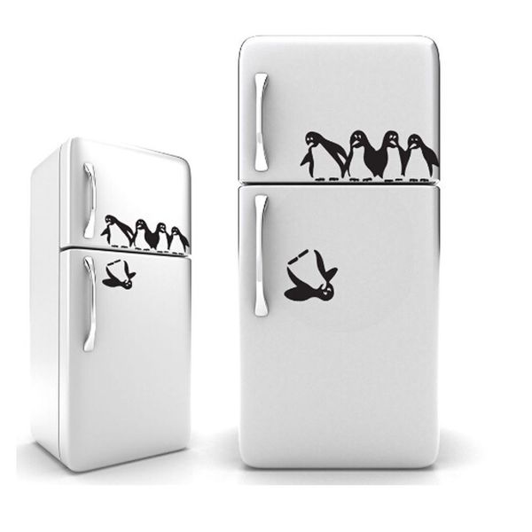 

1pc funny penguin kitchen fridge sticker diy decals dining room kitchen decorative wall stickers home