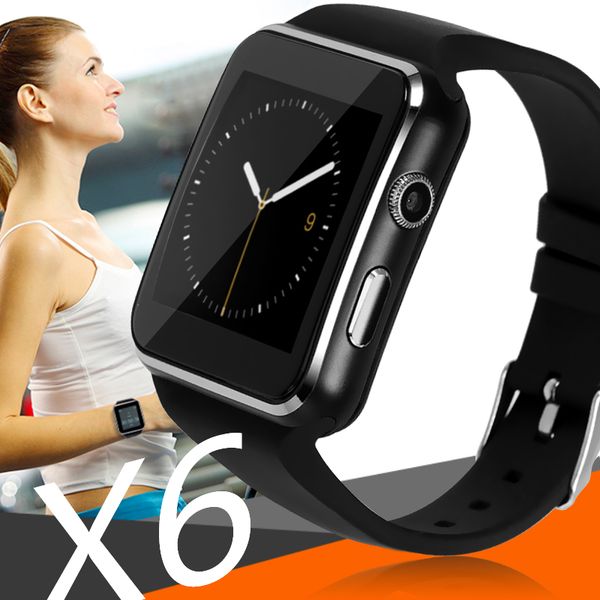 

X6 mart watche with camera touch creen upport im tf card bluetooth martwatch for iphone x am ung phone goophone with retail box