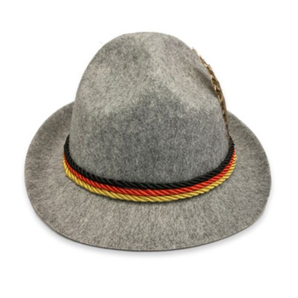 

2020 women men solid fedoras hats colorful ribbon hat german traditional oktoberfest hat stage sombrero caps, Blue;gray