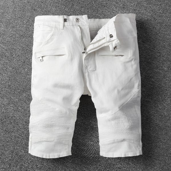 

2020 men's shorts jean denim causual fashional distressed shorts skate board jogger ankle ripped hip hop shorts famous brand jeans, Blue