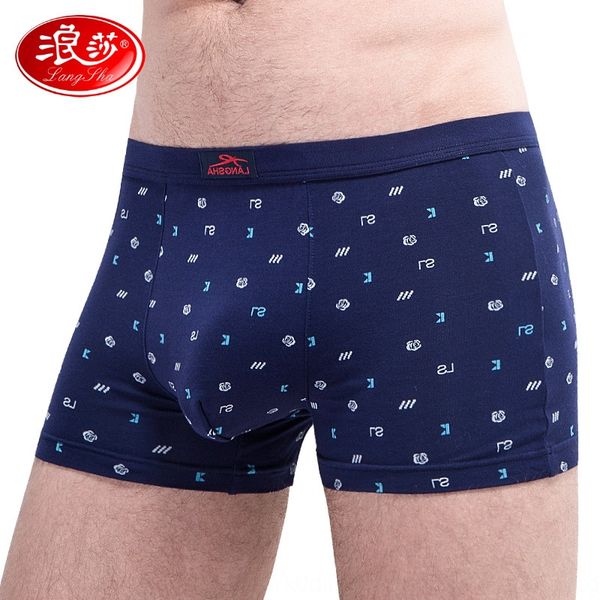

ooaa0 1 langsha men's underwear underwear and shorts men's boxer pants mid-waist printing youth comfortable u-shaped autumn four-c, Black;white
