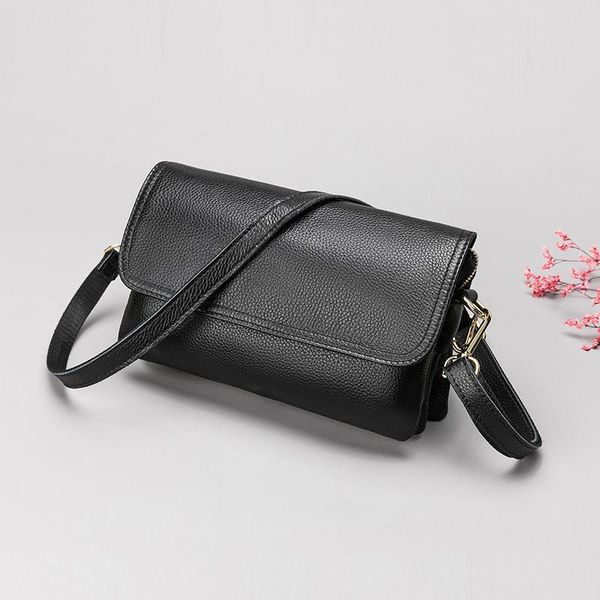 

happy2019 leather soft small bag woman messenger ma'am bag middle age genuine leather woman package single shoulder package mom package