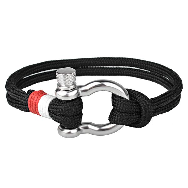 

kirykle сплава подковы пряжки браслет полиэфирный корд цепи для женщин браслеты винт якорь скобы браслет мужчин ювелирные изделия, White