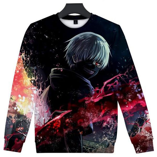 

wholesale tokyo ghouls 3d harajuku designer pullover fashion round collar size xxs-4xl sweatshirt long sleeve hip-hop street autumn winter, Black