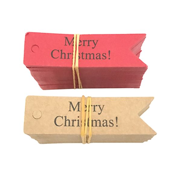 

100pcs/lot paper tags craft tag merry christmas hang labels bookmark gift box package tags drop ornaments