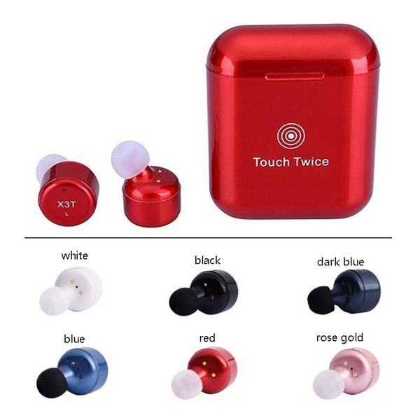 

X3T Bluetooth Headphones Wireless Earbuds Twins CSR4.2 Earphones Stereo with Magnetic Touch Charger Box for Ip X Sams Retail package 20pcs