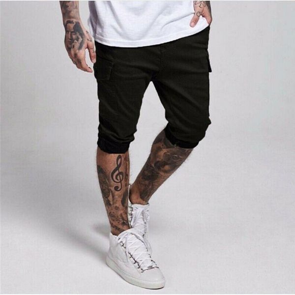 

hirigin casual slim shorts for men's newly comfort army cargo solid color multi pocket man shorts pants, White;black