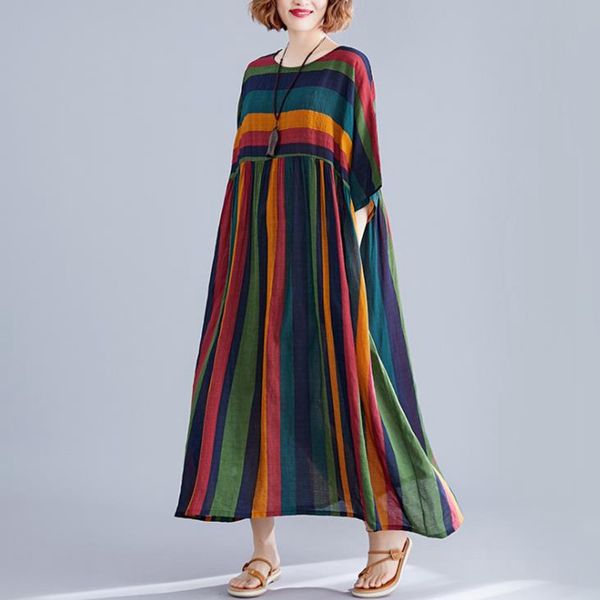 

2020 summer women's dress plus size 4xl 5xl 6xl 7xl 8xl striped mori girl women dress cotton large size dresses and sundresses, Black;gray