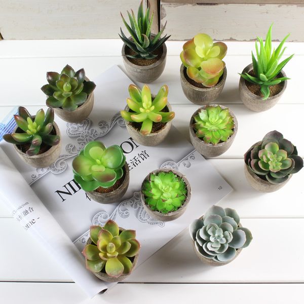 Small Artificial Succulent Plants Mini Fake Faux Suculentas Pot