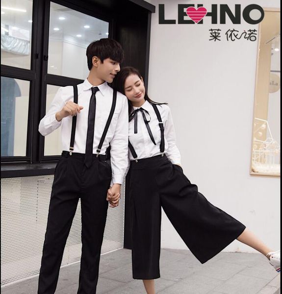 

lehno студенческий класс костюм корейская версия широкие брюки юбка весна и лето средней школы униформа, White