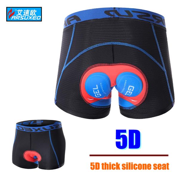 

arsuxeo велоспорта белье мужчины под гору велосипед шорты дышащая сухой 5d силиконовый гель mtb езда горный велосипед велосипед шорты u05, Black