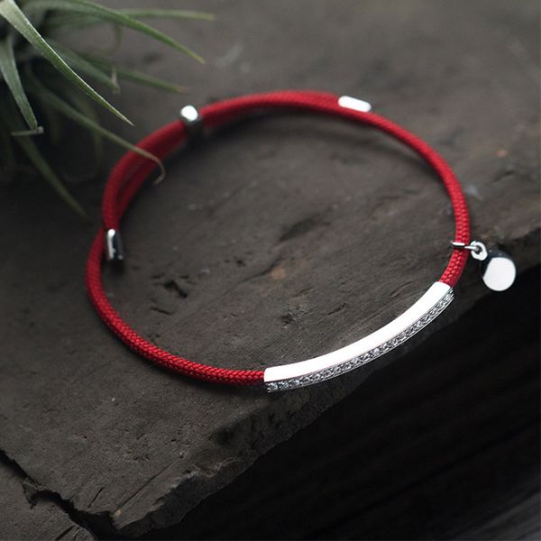 

charm bracelets 925 sterling silver bracelet handmade lucky red thread rope chain adjustable for women girl fashion jewelry couple, Golden;silver