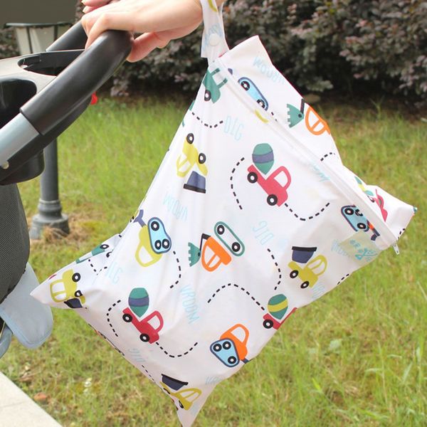 

1pc baby 30*40cm diaper bag infant waterproof reusable wet dry print pocket nappy bag travel single layer diaper with zipper
